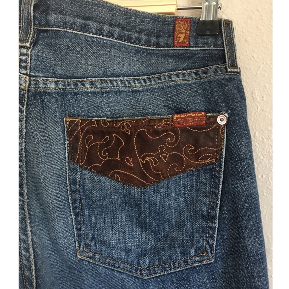 7 For All Mankind leather detail jeans size 31x33